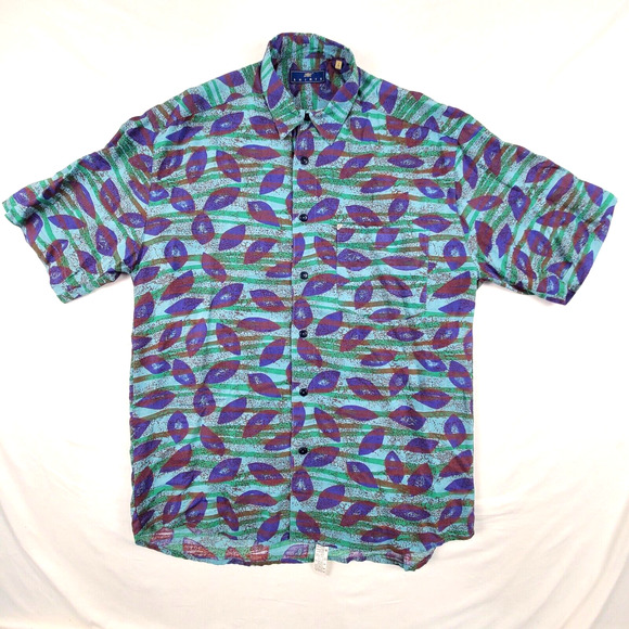 Newman Brand Rayon Multicolor Hawaiian Shirt Short Sleeve 4 L Made in France - Picture 1 of 10